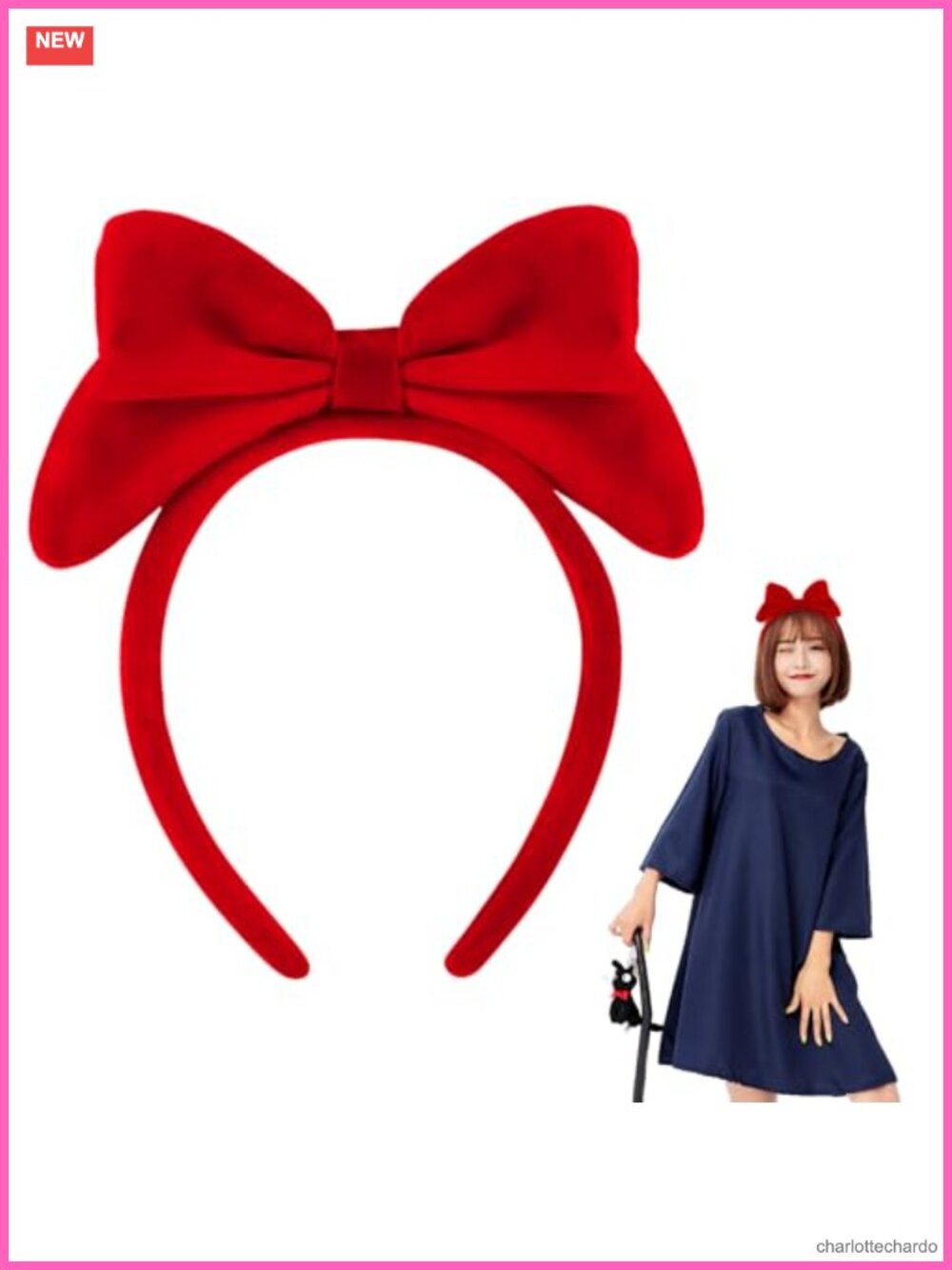 Velvet Bow Headband Handmade Elastic Hair Accessory for Costume Party